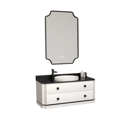 Aquanil Adria Banyo Dolap Takımı 100cm Beyaz-Siyah - AQUANİL