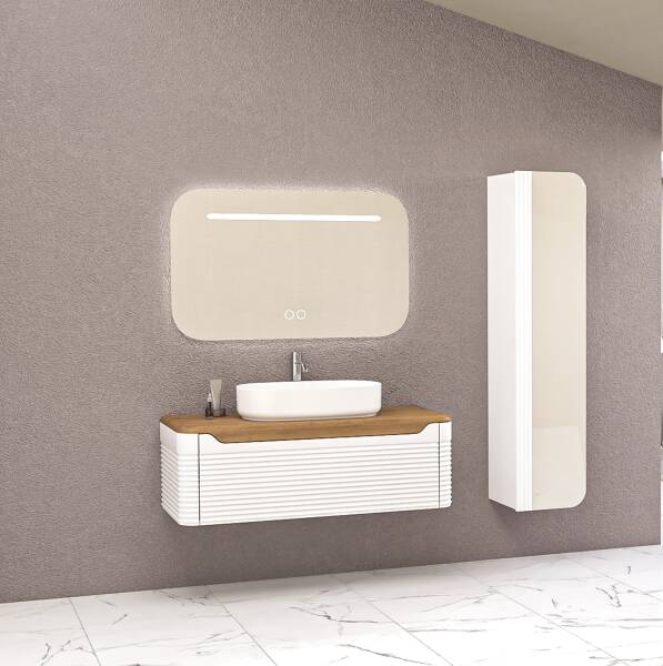 Aquanil Ardino Banyo Dolap Takımı 110cm Beyaz-Kayın - 1