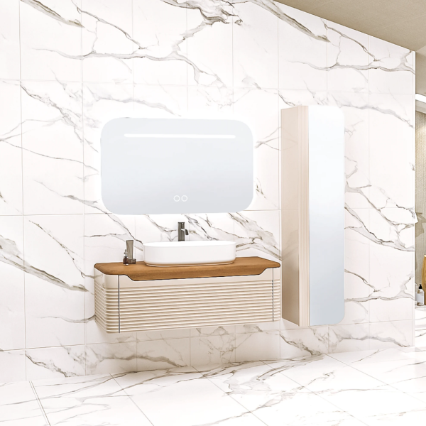 Aquanil Ardino Banyo Dolap Takımı 110cm Vizon-Kayın - 1