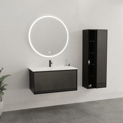 Aquanil Aston Banyo Dolap Takımı 80cm Siyah - AQUANİL
