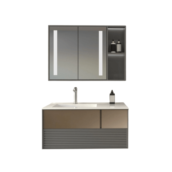 Aquanil Boneta Banyo Dolap Takımı 100cm Antrasit-Spectrum Rose - 1