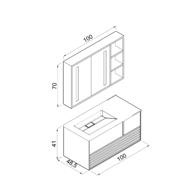 Aquanil Boneta Banyo Dolap Takımı 100cm Antrasit-Spectrum Rose - 3