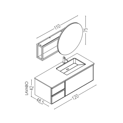 Aquanil Evora Banyo Dolabı 120 cm Siyah - 3