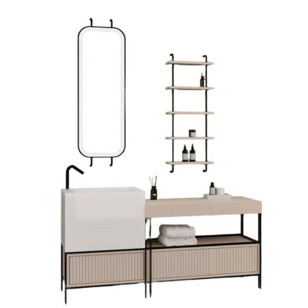 Aquanil Greta Banyo Dolap Takımı 160cm Krem - 1