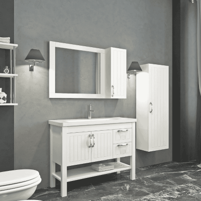 Aquanil Helen Banyo Dolap Takımı 100cm Beyaz - AQUANİL