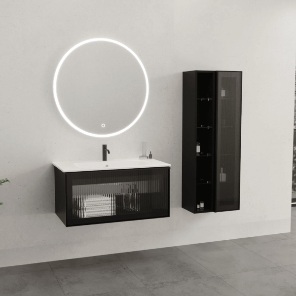 Aquanil Lilium Banyo Dolap Takımı 80cm Siyah - 1