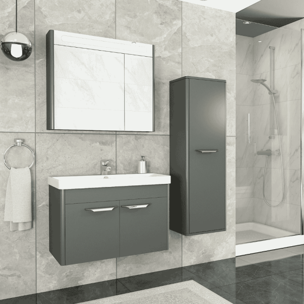 Aquanil Mauna Banyo Dolap Takımı 80cm Antrasit - 1