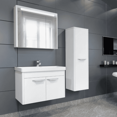 Aquanil Mauna Banyo Dolap Takımı 80cm Beyaz - AQUANİL