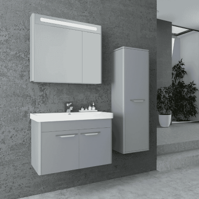 Aquanil Mauna Banyo Dolap Takımı 80cm Gri - AQUANİL