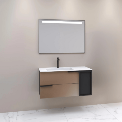 Aquanil Monza Banyo Dolap Takımı 100cm Siyah-Spectrum Rose - AQUANİL