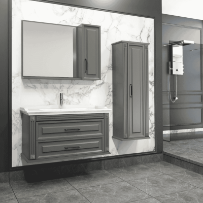 Aquanil Moskova Banyo Dolap Takımı 100cm Antrasit - AQUANİL