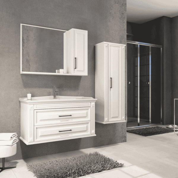 Aquanil Moskova Banyo Dolap Takımı 100cm Beyaz - 1