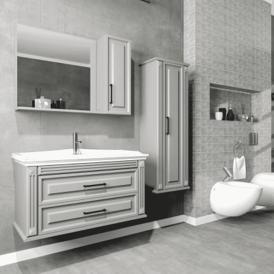 Aquanil Moskova Banyo Dolap Takımı 100cm Gri - AQUANİL