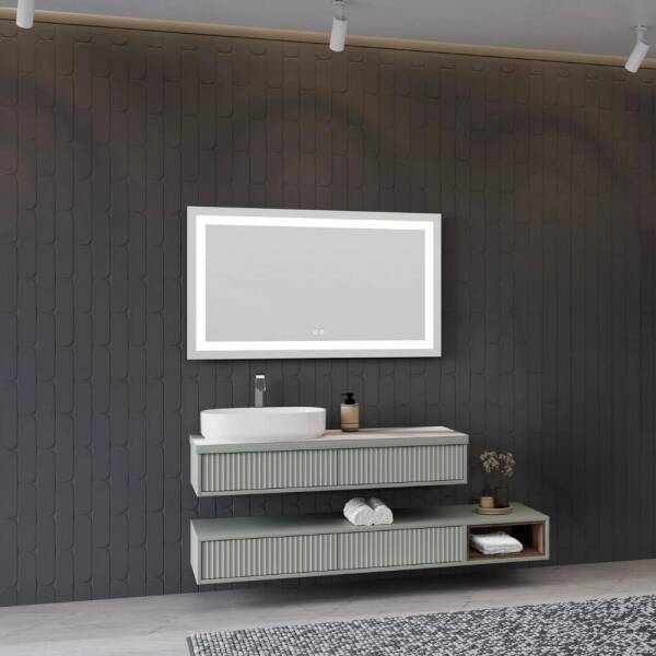 Aquanil Parma Banyo Dolap Takımı 160cm Nane Yeşili/Kaman Ceviz - 1