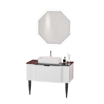 Aquanil Royal Banyo Dolabı 100 cm Beyaz/Siyah - AQUANİL