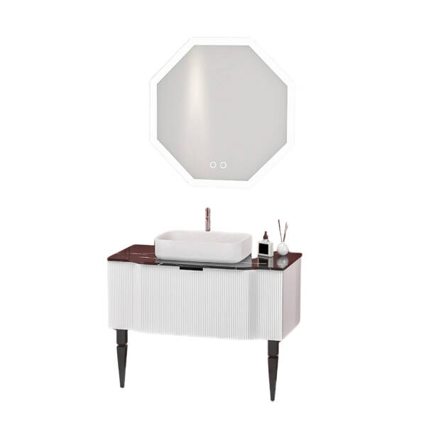 Aquanil Royal Banyo Dolabı 100 cm Beyaz/Siyah - 1