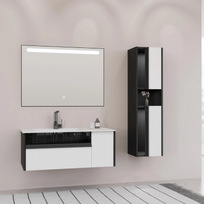 Aquanil Sable Banyo Dolap Takımı 100cm Siyah-Beyaz - AQUANİL