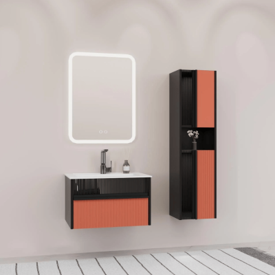 Aquanil Sable Banyo Dolap Takımı 65cm Siyah-Kiremit - AQUANİL