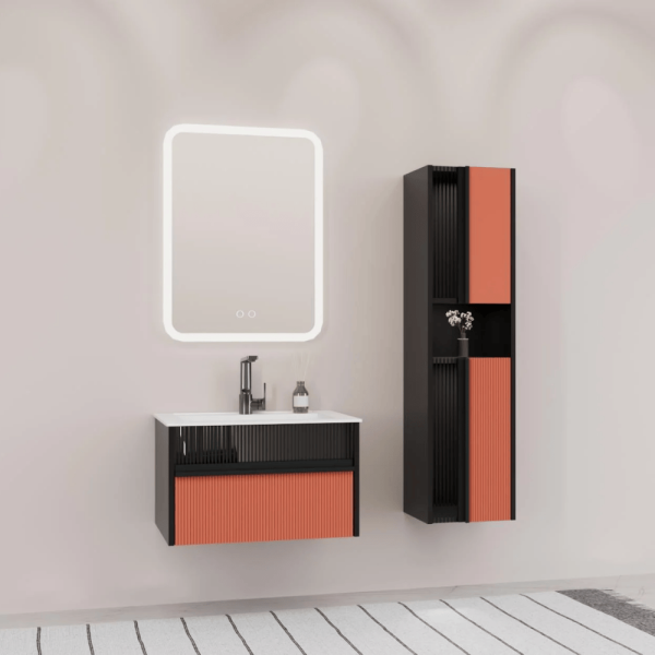 Aquanil Sable Banyo Dolap Takımı 65cm Siyah-Kiremit - 1