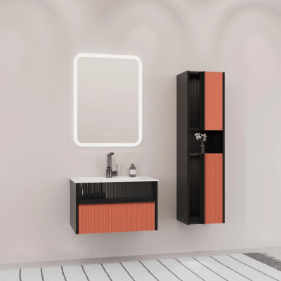 Aquanil Sable Banyo Dolap Takımı 85cm Siyah-Kiremit - AQUANİL