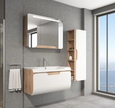 Aquanil Tales Banyo Dolap Takımı 100cm Dorado-Beyaz - AQUANİL