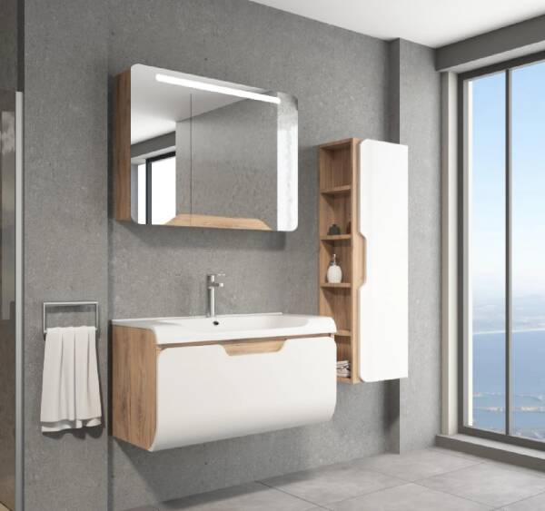 Aquanil Tales Banyo Dolap Takımı 100cm Dorado-Beyaz - 1