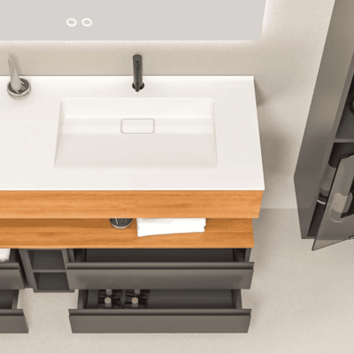 Aquanil Vision Banyo Dolap Takımı 120cm Antrasit-Kayın - 2