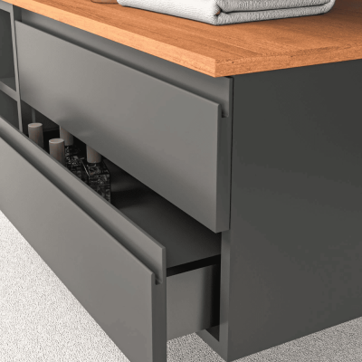 Aquanil Vision Banyo Dolap Takımı 120cm Antrasit-Kayın - 3