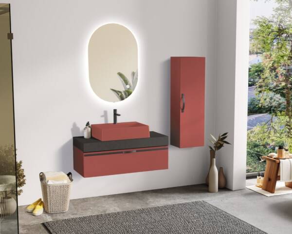 Badella Bathline Banyo Dolap Takımı 100cm Kırmızı BATHLINE 28100 V53 - 1