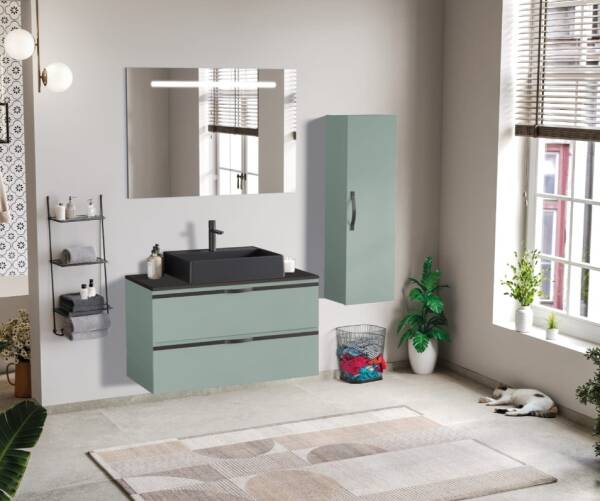 Badella Bathline Banyo Dolap Takımı 100cm Yeşil BATHLINE 55100 V52 - 1