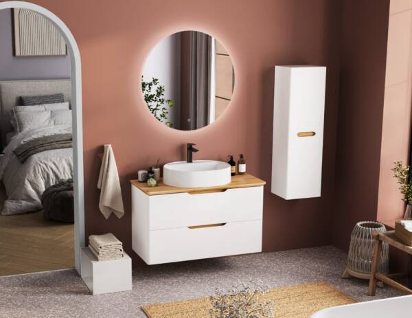 Badella Belen Banyo Dolap Takımı 100cm Beyaz BELEN 55100 V54 - 1