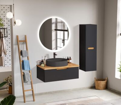 Badella Belen Banyo Dolap Takımı 85cm Antrasit BELEN 28100 V52 - 1