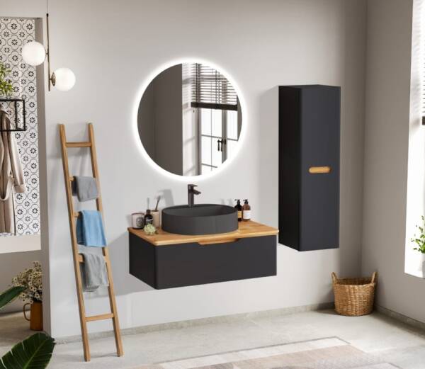 Badella Belen Banyo Dolap Takımı 85cm Antrasit BELEN 28100 V52 - 1