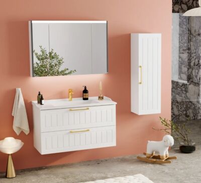 Badella Beta Banyo Dolap Takımı 100cm Beyaz BETA 55100 V53 - 1