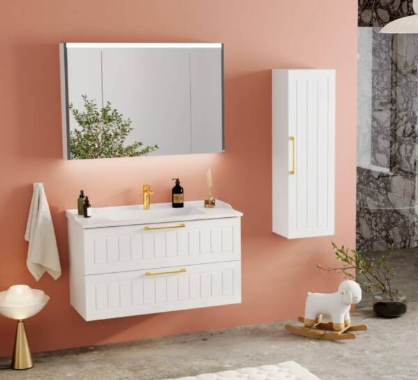 Badella Beta Banyo Dolap Takımı 100cm Beyaz BETA 55100 V53 - 1