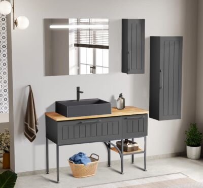 Badella Beta Banyo Dolap Takımı 120cm Antrasit BETA 28120 V51 - 1