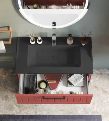 Badella Beta Banyo Dolap Takımı 85cm Kırmızı BETA 2885 V54 - 2