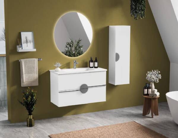 Badella Luna Banyo Dolap Takımı 100cm Beyaz LUNA 55100 V51 - 1