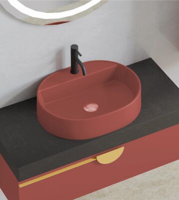 Badella Luna Banyo Dolap Takımı 100cm Kırmızı LUNA 28100 V54 - 2