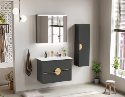 Badella Luna Banyo Dolap Takımı 85cm Gri LUNA 5585 V52 - 1