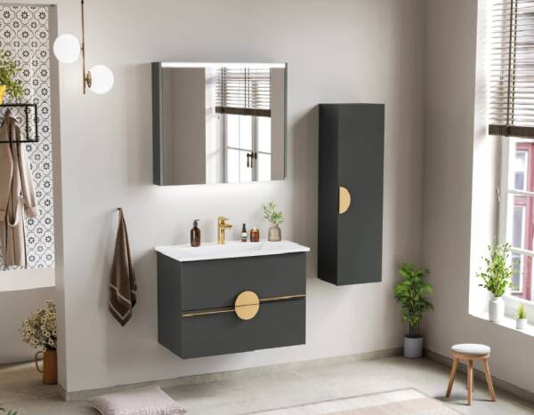 Badella Luna Banyo Dolap Takımı 85cm Gri LUNA 5585 V52 - 1