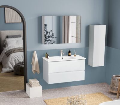 Badella Moderno Banyo Dolap Takımı 100cm Beyaz MODERNO 55100 V51 - 1