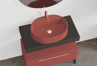 Badella Mona Banyo Dolap Takımı 100cm Kırmızı MONA 2885 V54 - 2