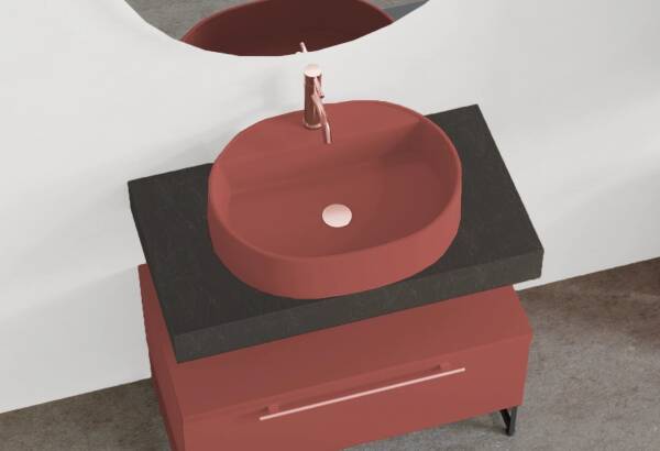 Badella Mona Banyo Dolap Takımı 100cm Kırmızı MONA 2885 V54 - 2