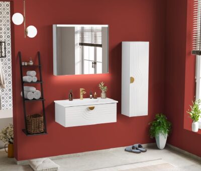 Badella Omega Banyo Dolap Takımı 85cm Beyaz OMEGA 2885 V53 - 1