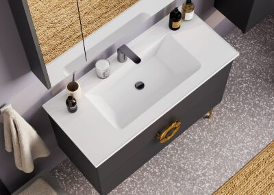 Badella Polo Banyo Dolap Takımı 100cm Antrasit Polo 55100 V52 - 2