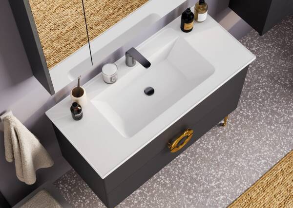 Badella Polo Banyo Dolap Takımı 100cm Antrasit Polo 55100 V52 - 2