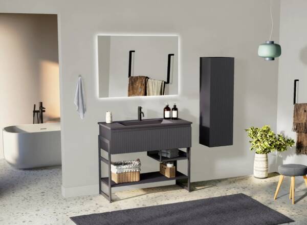 Badella Royal Banyo Dolap Takımı 100cm Antrasit ROYAL 28100 V53 - 1