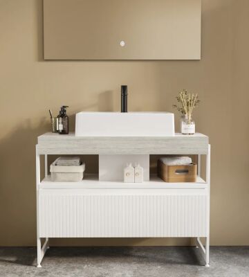 Badella Royal Banyo Dolap Takımı 100cm Beyaz ROYAL 28100 V55 - 2