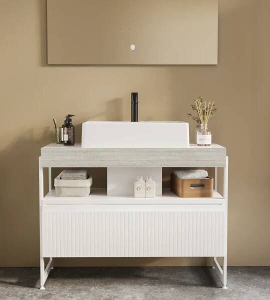 Badella Royal Banyo Dolap Takımı 100cm Beyaz ROYAL 28100 V55 - 2